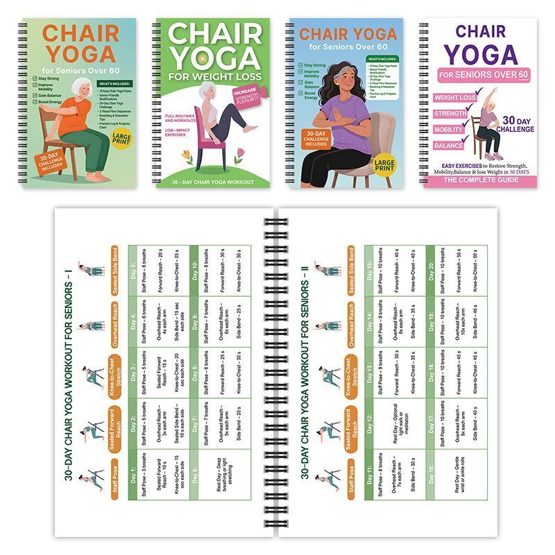 Coil Bound Senior Chair Yoga Weight Loss Logbook, All-Round Physical Improvement Guide