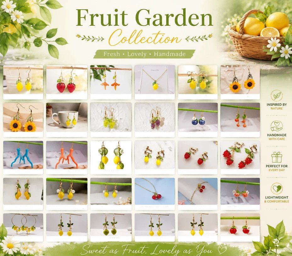 Refreshing Plant-themed Necklace, Transparent Lemon Matched With Single Flower And Leaf