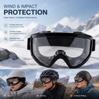 Caring Gift Anti-Fog Sports Goggles Wind Shield, Black Frame Clear Anti-Fog