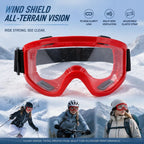Perfect Surprise Fog-Free Outdoor Goggles, Red Frame Clear Anti-Fog