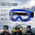 Kind Gift Windproof Cycling Ski Goggles, Blue Frame Clear Lens