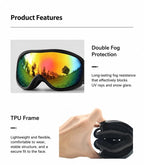 Heartfelt Present For Ski Enthusiasts, Wind Resistant Anti-Glare Ski Glasses With Vibrant Rainbow Lens, Black Frame
