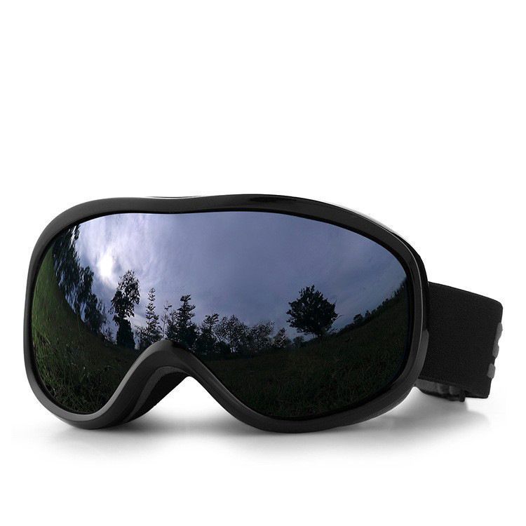 Sentimental Outdoor Companion Gift, Double Anti-Fog Ski Glasses Minimize Distracting Light Glare, Black Frame Grey Lens