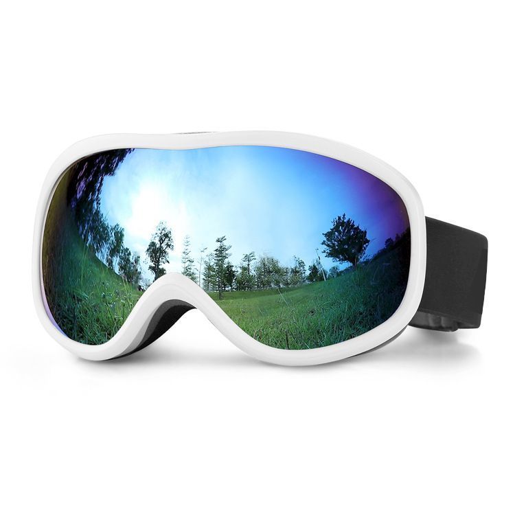 Unforgettable Snow Trip Gift, HD Anti-Glare Double-Layer Ski Eyewear With Comfort Air Flow, White Frame Ice Blue Lens