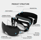 Unforgettable Snow Trip Gift, HD Anti-Glare Double-Layer Ski Eyewear With Comfort Air Flow, White Frame Ice Blue Lens