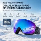 Sweet Outdoor Polarised Ski Goggles UV400, White Frame, Blue Coating Lens + Black White Strap