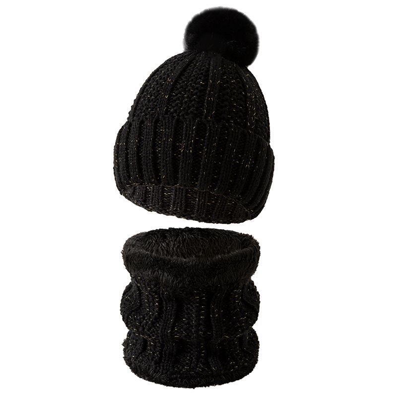 Handy Ski Holiday Gift Fleece Lined Thick Knit Hat 2 Pack Black, Thermal Snow Outdoor Matching Accessory
