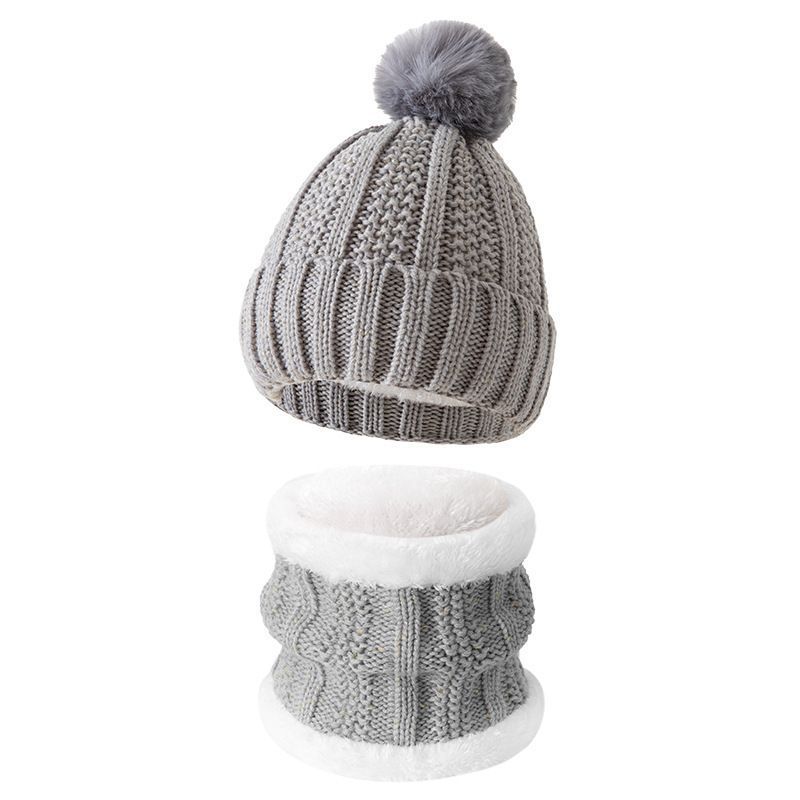 Versatile Snow Gear Gift Plush Lined Knit Hat 2 Pack Light Grey, Daily & Ski Travel Matching Outfit
