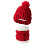 Budget Friendly Ski Companion Plush Lined Knit Hat 2 Pack Bright Red, Cold Resistant Snow Matching Set