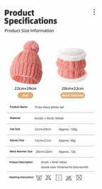 Budget Friendly Ski Companion Plush Lined Knit Hat 2 Pack Bright Red, Cold Resistant Snow Matching Set