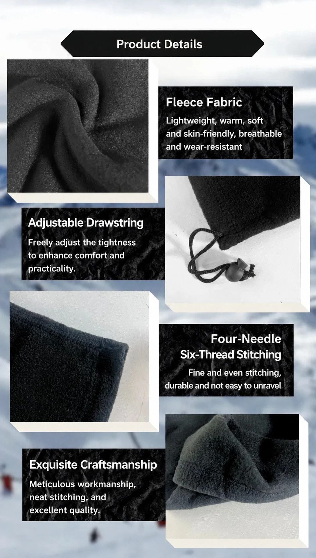 Reliable Cold Weather Gift Soft Fleece Drawstring Neck Warmer, Khaki, Universal Outdoor Matching