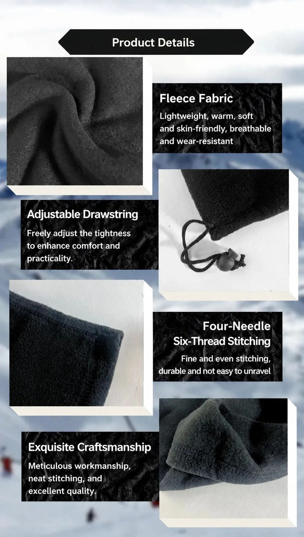 Warm Snow Outdoor Bundle Fleece Drawstring Neck Gaiters 2 Pcs, Camo Army Green, Cold Weather Gear