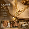 Elegant Vintage Layered Double Chain Necklace, Minimal Luxury Dainty Gold Plated Stainless Steel Jewellery