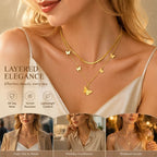 Chic Retro Two Layer Stackable Necklace, Understated Premium Gold Dipped Stainless Steel Pendant
