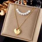 Soft Vintage Dual Stack Necklace, Distinct Dainty Gold Plated Stainless Steel Daily Neck Accessory