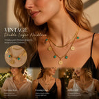 Vintage Inspired Double Stack Necklace, Delicate Subtle Luxury Gold Dipped Stainless Steel Everyday Accessory
