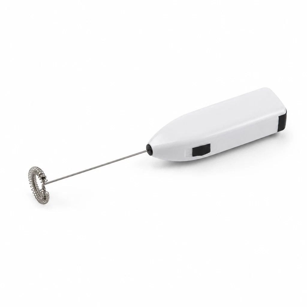Practical Handheld Mini Electric Whisk, Stainless Steel Stirring Tool For Kitchen & Drinks, White