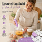 Practical Handheld Mini Electric Whisk, Stainless Steel Stirring Tool For Kitchen & Drinks, White