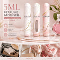 Premium Marble Print 5ml Refillable Perfume Atomiser, Bottom Filling Travel Sized Scent Bottles 3 Pack, Plain White