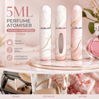 Premium Marble Print 5ml Refillable Perfume Atomiser, Bottom Filling Travel Sized Scent Bottles 3 Pack, Plain White