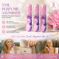 Shimmer Metallic Tone 5ml Refillable Mini Fragrance Vial, Bottom Fill Compact Holiday Perfume Bottle 3 Pack, Shimmer Purple