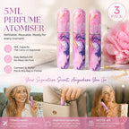 Shimmer Metallic Tone 5ml Refillable Mini Fragrance Vial, Bottom Fill Compact Holiday Perfume Bottle 3 Pack, Shimmer Purple