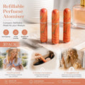 Warm Radiant Hue 5ml Mini Refillable Perfume Bottle, Bottom Fill Compact Holiday Scent Atomiser 3 Pack, Shimmer Orange