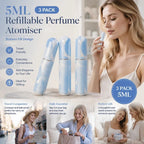 Cool Sky Geometric 5ml Travel Refillable Scent Vial, Bottom Fill Compact Pocket Perfume Bottle 3 Pack, Sky Blue Geometric