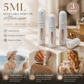 Soft Crackle Finish 5ml Refillable Mini Perfume Bottle, Bottom Fill Portable Travel Fragrance Vessel 3 Pack, Cream Crackle