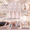 Muted Blush Crackle 5ml Travel Scent Atomiser, Bottom Refill Pocket Sized Perfume Container 3 Pack, Soft Pink Crackle