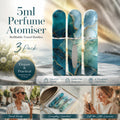 Natural Ocean Hue 5ml Portable Mini Fragrance Atomiser, Bottom Refill Compact Travel Pocket Vessel 3 Pack, Ocean Green