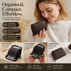 Roomy Accordion Style Card Organiser, Functional Slim Sleeve For Driving Licence Small Change, Practical Gift For Him Her, Brown Litchi Grain, 18 Card Slots & 2 Coin Pockets