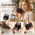 Handy Slim Litchi Grain Card Holder, Lightweight Multi-Slot Purse For ID Cards Spare Cash, Convenient Gift For Daily Commute, Brown Litchi Grain, 9 Card Slots & 2 Coin Pockets