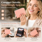 Convenient Compact Accordion Wallet, Casual Daily Sleeve For Driver Licence Small Coins, Sweet Practical Present, Pink Litchi Grain, 9 Card Slots & 2 Coin Pockets