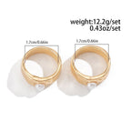 Trendy Multi-Size Lava Floral Ring Set, Retro Baroque Pearl Inlaid Stackable Finger Bands, Light Gold, 5 Pack