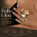 Stylish Large Sculpted Floral Split Band Rings, Popular Ins Pearl Rhinestone Inlaid Finger Jewellery, Light Gold, 6 Pack