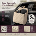 Premium Faux Sheepskin Car Vent Caddy, Portable Car Organiser Pouch For Mobile & Bits, Beige