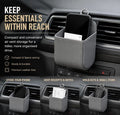 Sleek Sheepskin Car Air Outlet Storage Pouch, Universal Vehicle Sundries & Phone Holder Bag, Grey