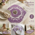 Retro Fringe Embroidered Dining Mat Pack, Purple, Size M 29*37CM, 2 Pcs
