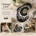 Minimal Retro Embroidered Lace Placemat Set, Black, Size S 21*27CM, 2 Pcs