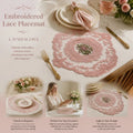 Lovely Ruffled Lace Edge Table Mat Combo, Pink, Size L 31*42CM, 2 Pcs