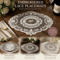 Bright Classic Lace Trim Dining Mat Pack, White, Size M 29*37CM, 2 Pcs