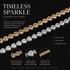 4*4mm Heart Packed Hip Hop Tennis Bracelet, Copper CZ Couple Jewelry, Perfect Lover Gift, 6 Inch 16cm Gold Tone