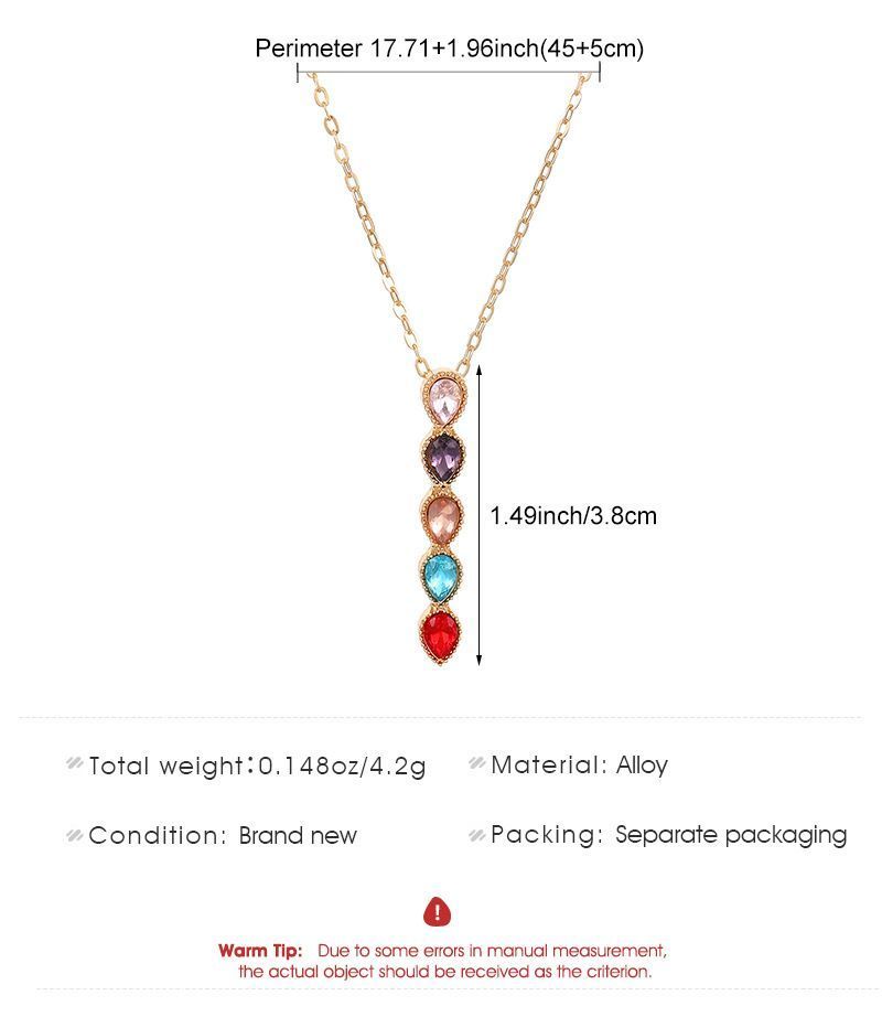 Oval Time Gem Glass Alloy Pendant Necklace, KC Gold Tone, Lovely Daily & Party Jewelry Gift For Her