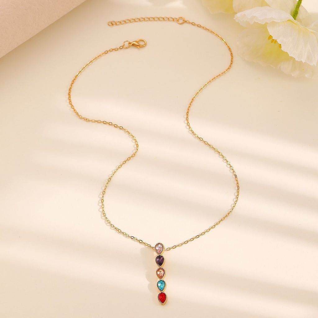 Oval Time Gem Glass Alloy Pendant Necklace, KC Gold Tone, Lovely Daily & Party Jewelry Gift For Her