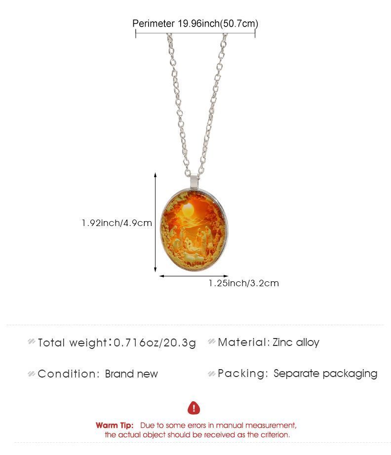 Fashion Oval Glass Time Gem Alloy Neck Chain, Silver Tone Finish, Chic Accessory For Travel & Party Gifting