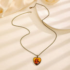 Vintage Oval Time Gem Glass Alloy Pendant Necklace, Antique Bronze Tone, Unique Vintage Gift For Evening Gathering
