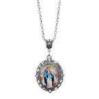 Elegant Oval Time Gem Glass Alloy Charm Necklace, Antique Silver Finish, Exquisite Gift For Anniversary & Cocktail Party