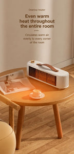Compact Desktop PTC Ceramic Heater, Quick Warm Electric Heater With 450W/800W Two Heating Settings, Safe Anti-Tip & Overheat Shutoff, Quiet Small Warmer For Indoor Workplace, Green