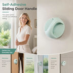 Punch-Free Self-Adhesive Sliding Door Pull Handle, No Drilling Sticky Handle For Wardrobe & Window, Green, 2 Pcs, Convenient Household Accessory Gift